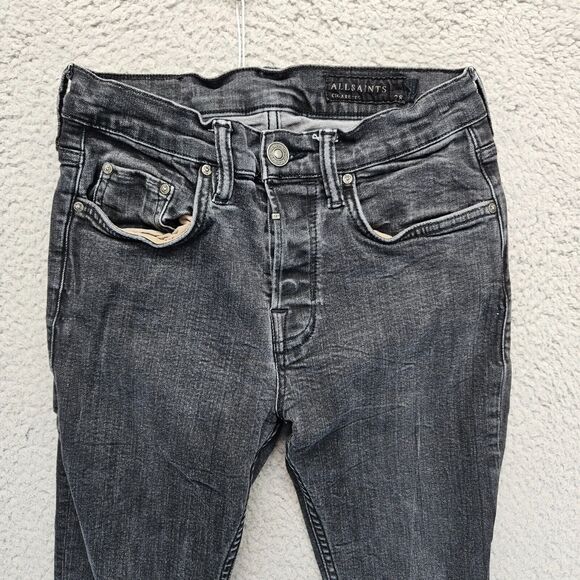 Allsaints Cigarette Jeans Womens‎ Size 28 Black Denim Skinny Button Fly - Picture 2 of 11
